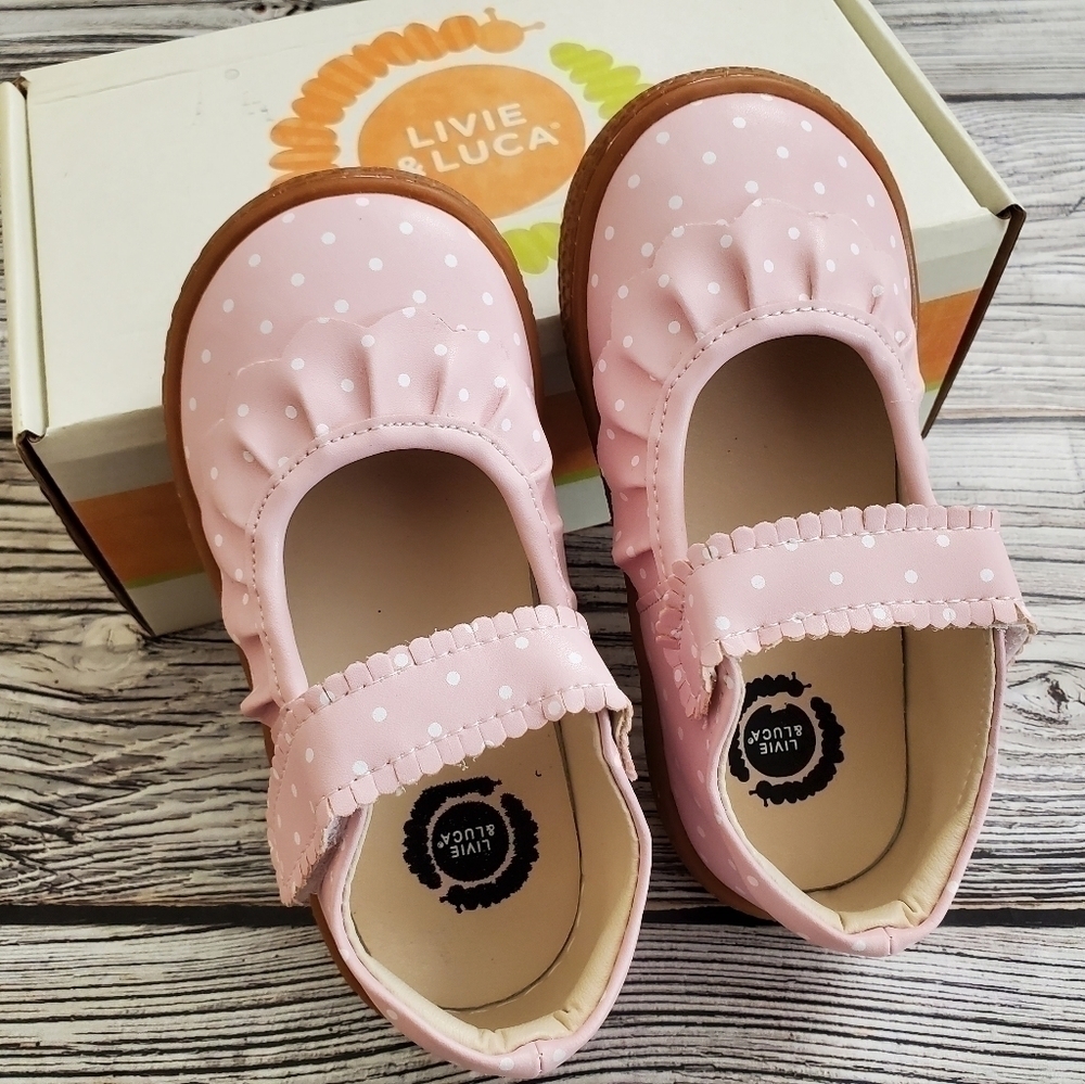 Livie and Luca Ruche Mary Jane Shoes Polkadot New Without Box